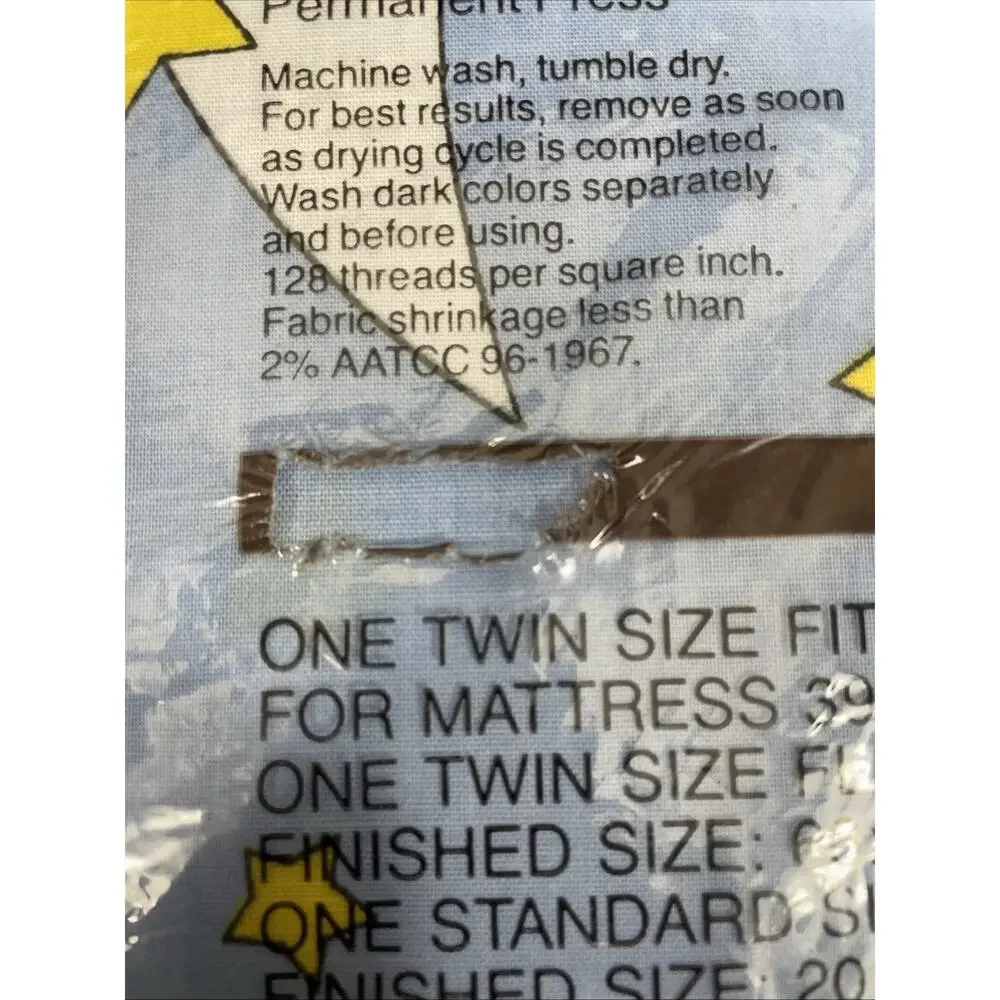 Vtg 1978 Garfield Twin Sheet Set – Moon & Stars Blue 3 Pc NIP New in Package